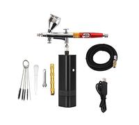 Portable Airbrush Auto Mini Air Brush Top Gun with Compressor Kit Quiet Art Cake Nail Model Painting Tattoo Manicure Tool Effortless Precision Consistent Spray(C-01)