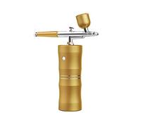 Portable Airbrush for Model Nail Tattoo Cake Decorating Oxygen Spa Treatment Mist 0.3mm Nozzle Spray for Deep Skin Precise Control(Gold)