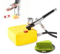 Portable Airbrush Kit - Mini Airbrush System with 0.3mm Nozzle, Food Grade, Adjustable Air Pressure, 360° Rotating Pen Holder for Cake Decorating, Nail Art, Chocolate Coloring