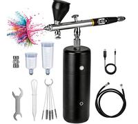 Portable Airbrush Kit with Compressor, 30PSI Handheld Cordless Airbrush Kit, Rechargeable Dual Action Mini Air Brush Kit with 0.3mm Fluid Tip, Suitable for Painting, Model, Nail, Tattoo, Cake
