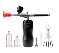 Portable Airbrush Kit with Compressor Handheld Cordless Dual Action 3 Level Adjustable Pressure Built in Battery for Painting Model Coloring Nail Art Makeup Cake Decorating