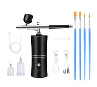Portable Airbrush with Compressor, Rechargeable Dual Action Air Brush Spray Gun Kit with 10CC 20CC 40CC Cups and Painting Brushes for Nail Art Painting