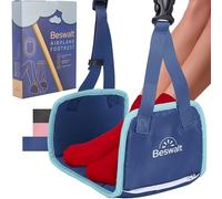 Portable Airplane Foot Hammock for Plane Travel with Memory Foam & Hardboard for No Feet or Leg Clashing - Long Flight Air Travel Essentials to Relax Feet Rest Flying Overseas by Beswalt (Navy Blue)
