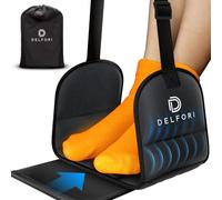 Portable Airplane Footrest for Airplane Travel - Comfortable Foot Hammock w/Memory Foam & Hardboard for No Feet Clashing - Ideal for Pain and Swelling Relief - Travel Essentials to Relax Your Feet