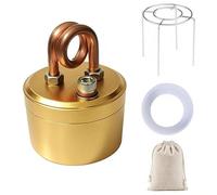 Portable Alcohol Camping Stove, Self-Pressurizing 1200°C Burner with Purple Copper Core, 30-Minute High-Output Jet Flame for Hiking Fishing and Emergency Survival (Golden)