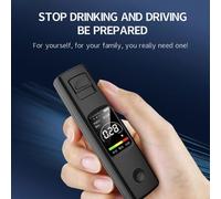 Portable Alcohol Tester for Vehicles with HD Color Display, 3-Color LED Indicator & Audible Intoxication Alarm, Rechargeable Lithium(Black)