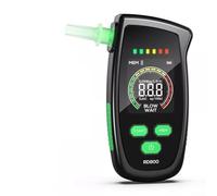 Portable Alcohol Tester with 2.5-Inch LCD Display, Data Storage, Overload Alarm and 5 Mouthpieces for Accurate Personal and Car Driver Breath Analysis Black