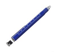 Portable Alloy Multifunction Writing Pen with Ruler, for Measuring Length and Thickness in Various Working Environments (Blue)