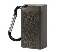 Portable Aluminum Alloy Pocket Ashtray with Lid for Indoor Outdoor Use (Black)