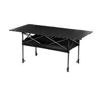 Portable Aluminum Folding Camping Table with Adjustable Height Roll-Up Top and Storage Ideal for Indoor/Outdoor Picnic 120x55x50-80cm