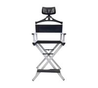 Portable Aluminum Folding Chair for Outdoor, Makeup Stool for Photography Studio, Compact Camping Director's Chair, Lightweight and Travel-Friendly (Black Pillowless)