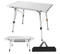 Portable Aluminum Folding Picnic Table - Roll-Up 90x52 cm, 4 Adjustable Legs, 3FT, Lightweight 4.5 kg with Carry Bag for Camping, BBQ, Outdoor