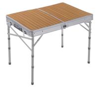 Portable Aluminum Folding Table - Adjustable Height Camping & Picnic Table with Handle Wood Color 86x60cm Ideal for Outdoor Gatherings Beach and Dorm Use