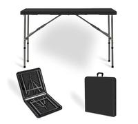 Portable Aluminum Folding Table Lightweight 4ft Camp Table for BBQ Picnic Garden Outdoor Dining Easy-Fold Design Ideal for Parties and Events (Black)