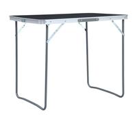 Portable Aluminum Folding Table - Lightweight Picnic Table for Indoor Study BBQ Party Use Camping Table with Carry Bag 80x60 cm Gray