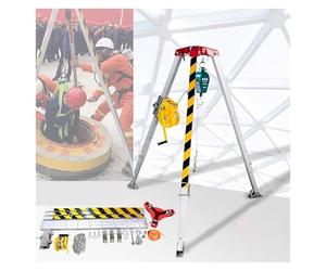 Portable Aluminum Rescue Tripod Kit - Multifunctional Adjustable Lifting Support for Confined Spaces, Fall Protection Safety Equipment for Emergency Rescue s