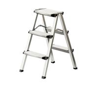 Portable Aluminum Step Stool 3 Step Folding Ladder Lightweight Climbing Bench for High Objects Easy Transport Ideal for Home Use (Silver White)