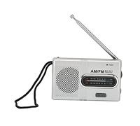 Portable AM FM Radio with 5W Speaker, Transistor Radio for Home & Outdoor, Silver Gray, Easy to Use for Elderly, Emergency Kit, Battery Powered ()