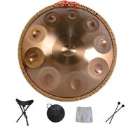 Portable an Hand Pan Steel Tongue Drum 9 10 12 14 Notes Percussion Instrument with Carry Bag for Beginners Sound Healing, Personal Meditation,Gold,10Notes