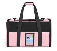 Portable and breathable chat transport bag, wide opening and ergonomic design for easy access, reinforced safety multimodality (Rose)