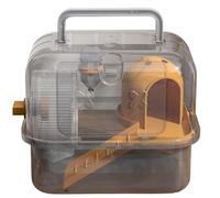 Portable and portable transparent double-layer spacious hamster cage outdoor use Hamster Travel Cage(Orange)