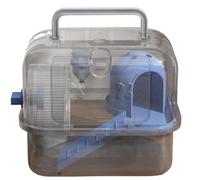 Portable and portable transparent double-layer spacious hamster cage outdoor use Hamster Travel Cage(Blue)