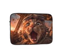 Portable And Shockproof Laptop Bag With Unique Aviator Kitten Print, For Work, University, And Commuting, Black, 15 inch