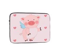 Portable And Shockproof Laptop Bag With Unique Cartoon Flying Pig Print, For Work, University, And Commuting, Black, 12 inch