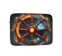 Portable And Shockproof Laptop Bag With Unique Yin Yang Shield Print, For Work, University, And Commuting, Black, 17 inch