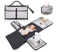 Portable and Waterproof XL Baby Changing Mat - This Nappy Changing mat is a Detachable Bag consisting of 6 Pockets Along with a Wipe Dispenser and a Comfortable Cushion for Baby's Head