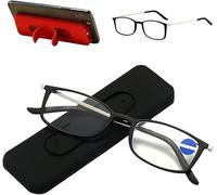 Portable Anti-Blue Light Presbyopia Eyeglass, Reading Glasses With Mobile Phone Holder Pastable, Fashion Ultra-Thin Lightweight (Black, 2, x)