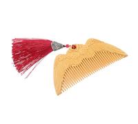 Portable Anti-Static Wooden Comb Fine Tooth Detangler for Women's Hair Small Pocket-Sized Angel Wings Pattern