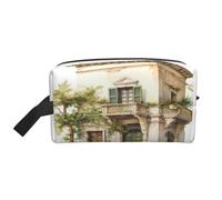 Portable Antique Building with Roman Olive Branch and Greek Print Toiletry Bag,Multi Functional Lightweight Large Capacity Storage Pouch