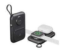 Portable Apple Watch Charger, 5000mAh Mini 3-in-1 Travel Power Bank with Built in Cable, Apple Watch and Phone Charger, Compatible with Apple Watch Series 8/7/6/Se/5/4/3/2 Airpodes 1/2/3/pro (Black)