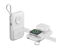 Portable Apple Watch Charger, 5000mAh Mini 3-in-1 Travel Power Bank with Built in Cable, Apple Watch and Phone Charger, Compatible with Apple Watch Series 8/7/6/Se/5/4/3/2 Airpodes 1/2/3/pro (White)