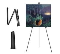 Portable Artist Easel Stand 63 Inches Adjustable Folding Metal Tripod Easel Stand for Painting Canvas, Art Drawing, Wedding Signs, Poster, Studio, Display Stand - Black