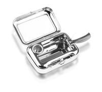 Portable Ashtray, Pocket Ashtray with Lid, Stainless Steel Portable Ashtrays for Cigarettes, Odour-Proof Portable Cigarette Butt Box for Outdoors Travel Camping Car Bar