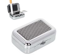 Portable Ashtray, Stainless Steel Square Pocket Mini Ashtray for Travel with Lid, Small and Odour-Proof, perfect for Outdoor Camping, Hiking, Travel, Garden, Bar, Car (Black)