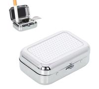 Portable Ashtray, Stainless Steel Square Pocket Mini Ashtray for Travel with Lid, Small and Odour-Proof, perfect for Outdoor Camping, Hiking, Travel, Garden, Bar, Car (White)