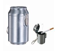 Portable Ashtray with Lid Pocket Ashtray Mini ashtray with metal clasp Alloy Material Compact and Lightweight Ideal for Camping Hiking Picnics and Everyday Use (Silver)