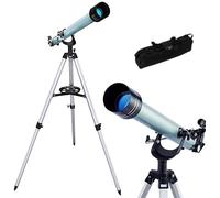 Portable Astronomical Telescope,Refractor Telescope for Kids And Astronomy Beginners With Lightweight Tripod,Phone Mount and Carry Bag,Perfect for Educational Gift (Silver+phonemount+bag A) (Silv