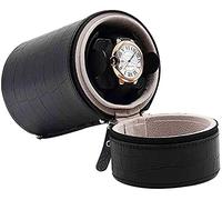 Portable Automatic Single Watch Winder Box in Leather with Quiet Motor Classic Watch Winder Table Storage Case for Christmas New Year Gift-Black