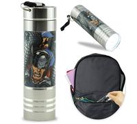 Portable Avengers 9 LEDs Torch, Aluminium Silver Mini Flashlight, 8.7cm Lightweight Torch for Kids Hiking Camping Outdoor Emergency 3+ Years