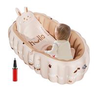 Portable Baby Bath - Inflatable Toddler Bathtub Portable Baby Bath - Foldable Non-Slip Seat Swimming Pool for Kids Toddler Bathing Home Travel Camping Beach Vacation Bathroom