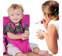 Portable Baby Booster Seat Dining Chair Safety Harness, Toddler High Chair Feeding Chair Seat Cover Belt, Foldable Highchairs Cover Safe Strap Suitable for Most Chairs (Pink)