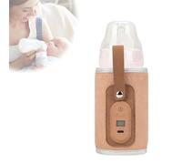 Portable Baby Bottle Warmer Bag with LED Display,Baby Bottle Warmer,Rechargeable Adjustable Bottle Warmer Tool,7 Gears Adjustable Bottle Warmer Cover with LCD Display for Milk and Food (Pink)