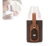 Portable Baby Bottle Warmer Bag with LED Display,Baby Bottle Warmer,Rechargeable Adjustable Bottle Warmer Tool,7 Gears Adjustable Bottle Warmer Cover with LCD Display for Milk and Food (Brown)