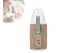 Portable Baby Bottle Warmer Bag with LED Display,Baby Bottle Warmer,Rechargeable Adjustable Bottle Warmer Tool,7 Gears Adjustable Bottle Warmer Cover with LCD Display for Milk and Food (Apricot color)