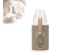 Portable Baby Bottle Warmer Bag with LED Display,Baby Bottle Warmer,Rechargeable Adjustable Bottle Warmer Tool,7 Gears Adjustable Bottle Warmer Cover with LCD Display for Milk and Food (Gray)