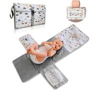 Portable Baby Changing Pad XL-Waterproof Folding Changing Pad Ideal as Gift for Newborn-The Diaper Changing Pad is a Detachable Bag with 6 Pockets as a Toiletry Bag for Baby Items